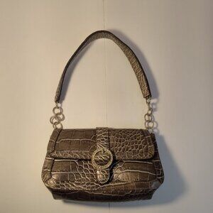 VINYL SMALL SNAKE SKIN PURSE GREY WITH BLACK TRIM